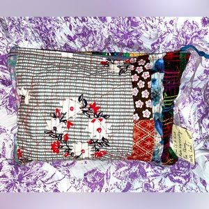 Handmade OOAK Pochette pouch make up bag organizer scrap art fabric